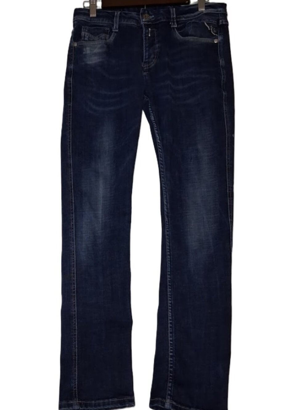 Replay Blue Jeans M983 Red R Straight Leg Dark Wash Denim Men’s 30 x 29